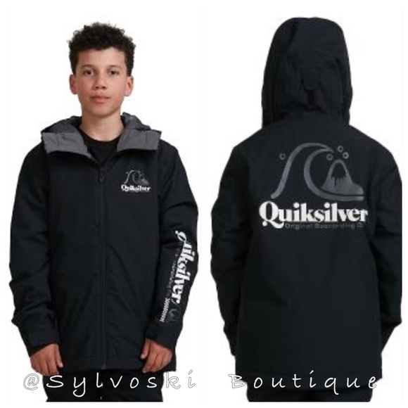 🔥QUIKSILVER Boy's In The Hood Snow Jacket NWT - Picture 2 of 16